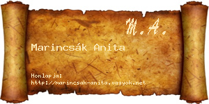 Marincsák Anita névjegykártya
